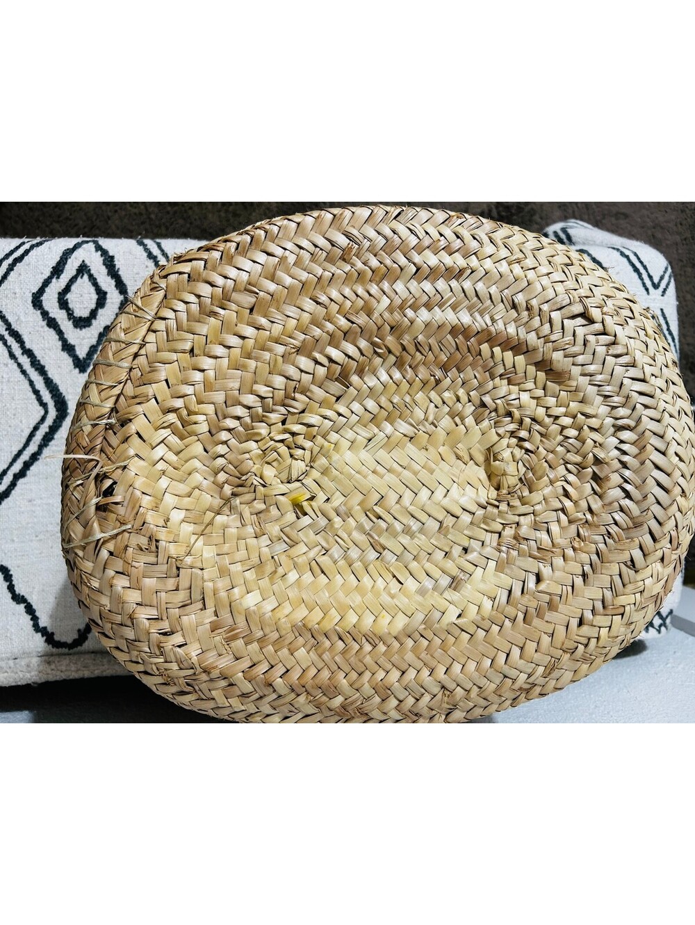 Medina Mercantile Woven Straw French Market Basket Leather Handle Tote AS IS - Picture 9 of 9